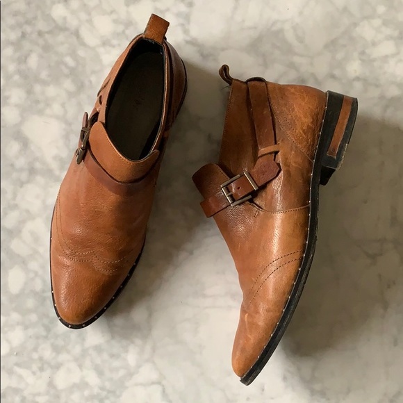 Freda Salvador Tan Leather Buckle Booties - Picture 3 of 5